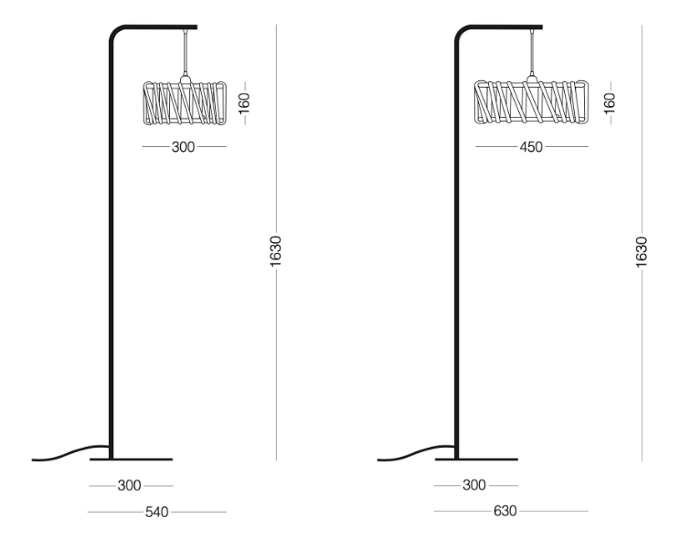 Maße Stehleuchte Macaron vom litauischen Hersteller Emko