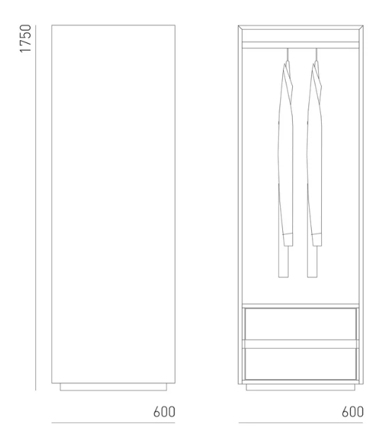 Maße Kleiderschrank MINT des lettischen Herstellers Mint Furniture