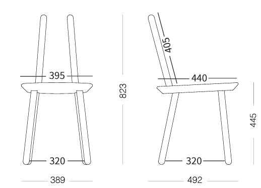 Maße Stuhl NAïVE des litauischen Möbelherstellers Emko