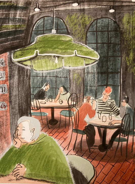 Kunstdruck "The Café with the Green Lamp" von Natalia Mirzoyan