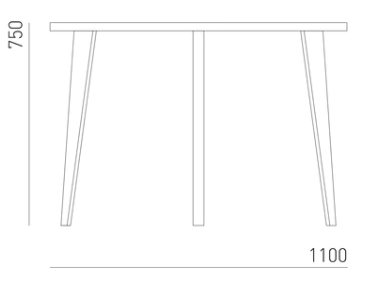 Maße Tisch TABULA 110 cm des lettischen Möbelherstellers Mint Furniture