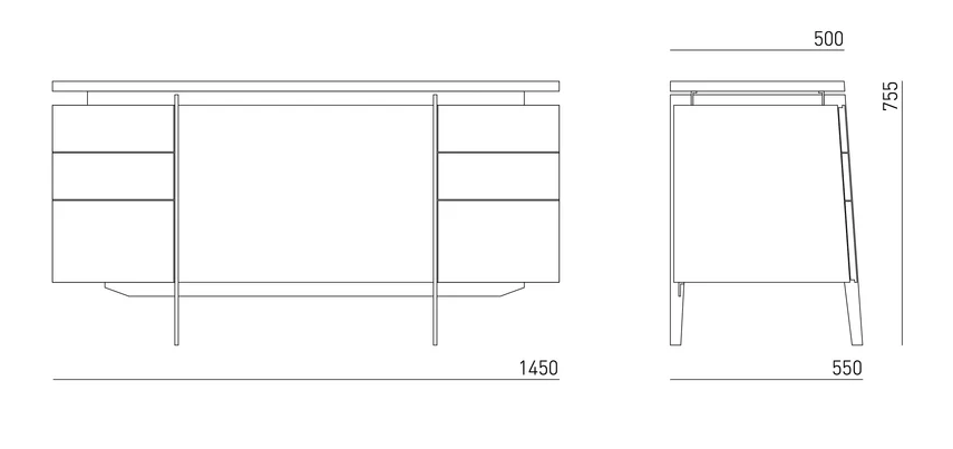 Maße Schreibtisch FRANCO 145 cm breit des lettischen Möbelherstellers Mint Furniture